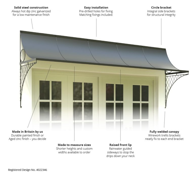 Door Canopy With Brackets 10' Door Canopies