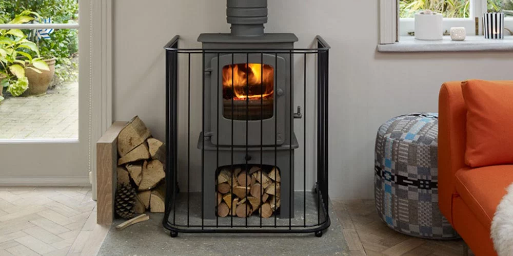 Contemporary guard for log burner