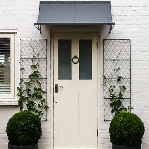 Door-canopy-metal-trellis-planters