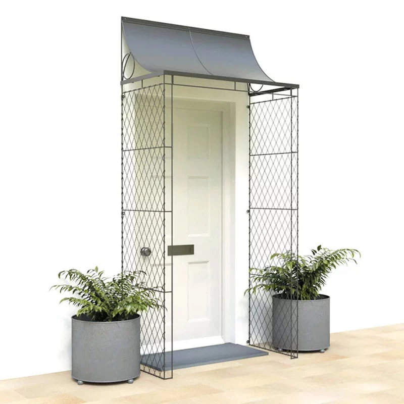 Front door porch with wirework sides