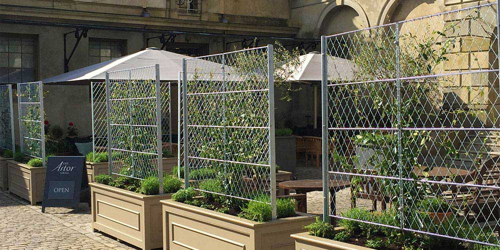 Trellis panels and troughs at Cliveden