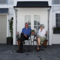 Double porch in black at rhs chelsea flower show