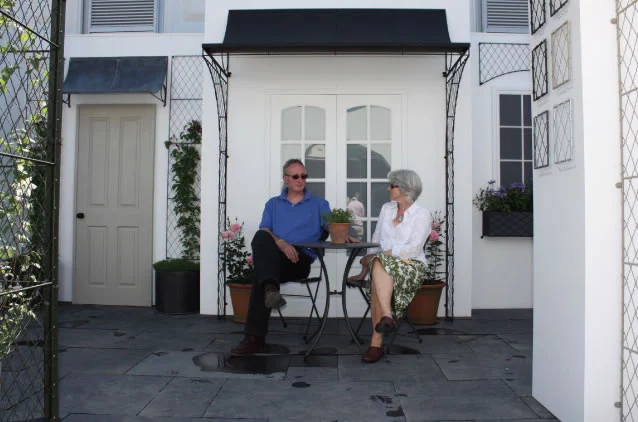 Double porch in black at rhs chelsea flower show