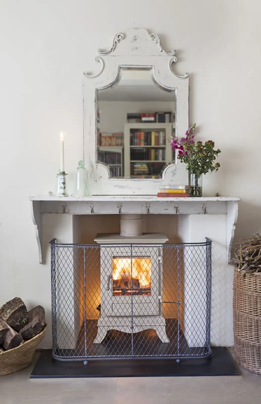 Large fireguard and stove